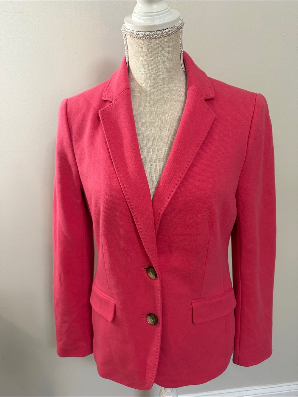 Talbots Aberdeen Bright Pink Single-Breasted Tailored Blazer